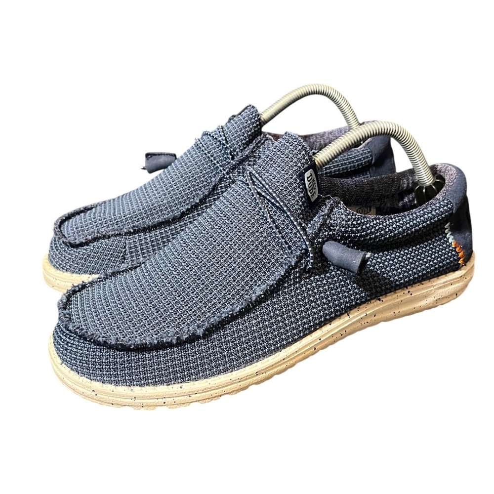 Hey Dude Wally Sport Mesh Mens 9 Navy Blue Lightweight Slip On Loafers